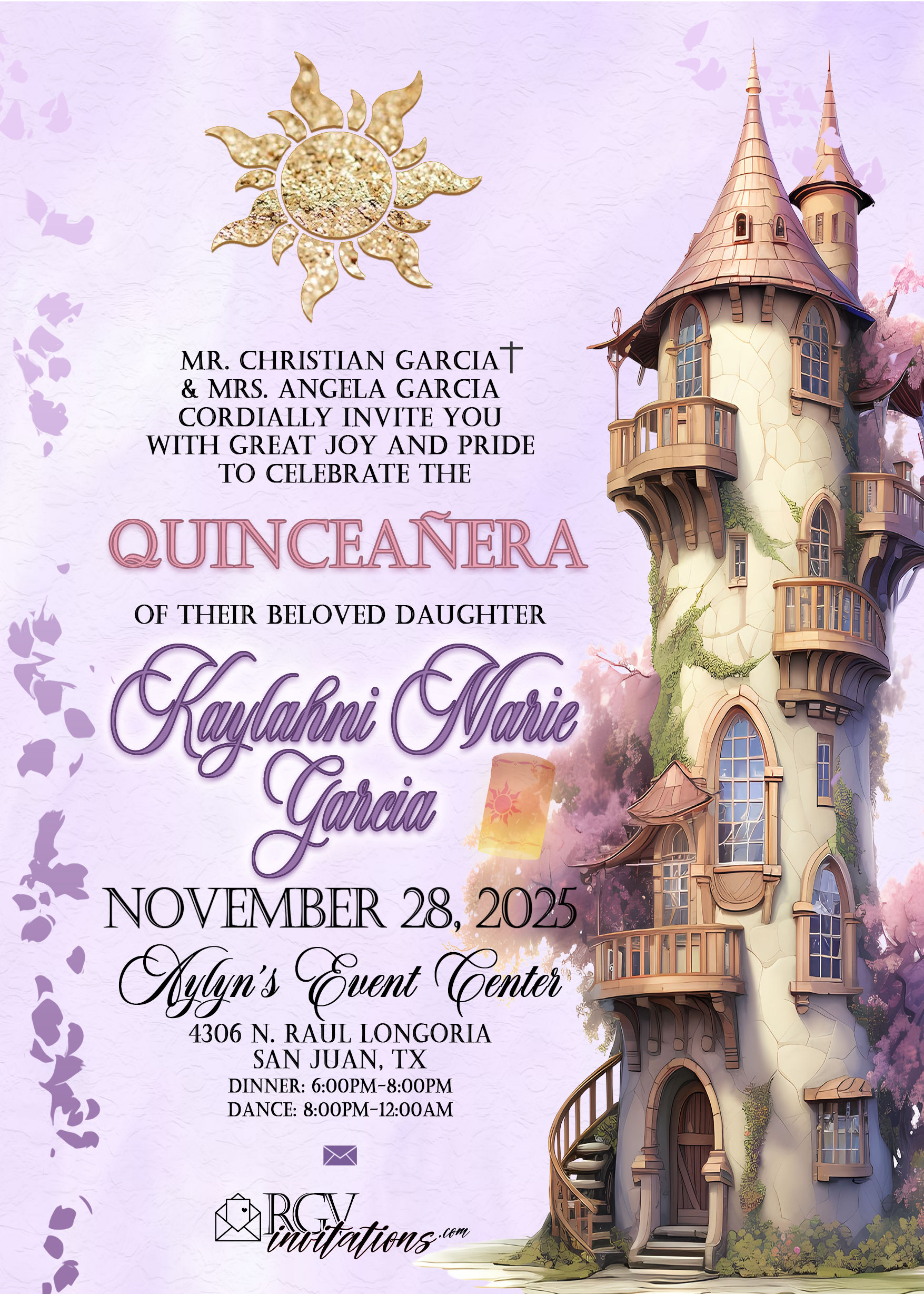Printed 5x7- Quinceañera Invitations
