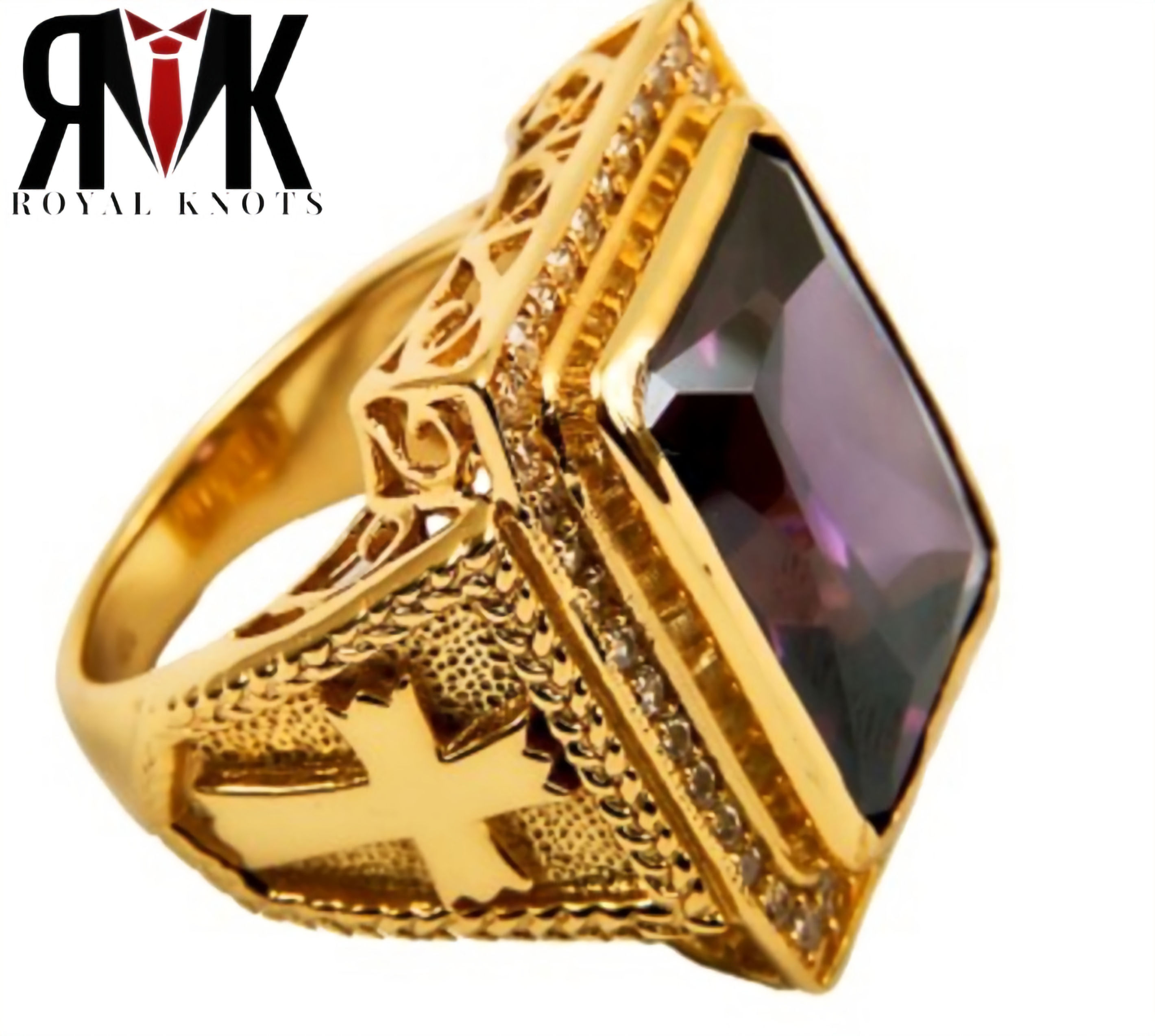 Square Amethyst Color Episcopal Ring