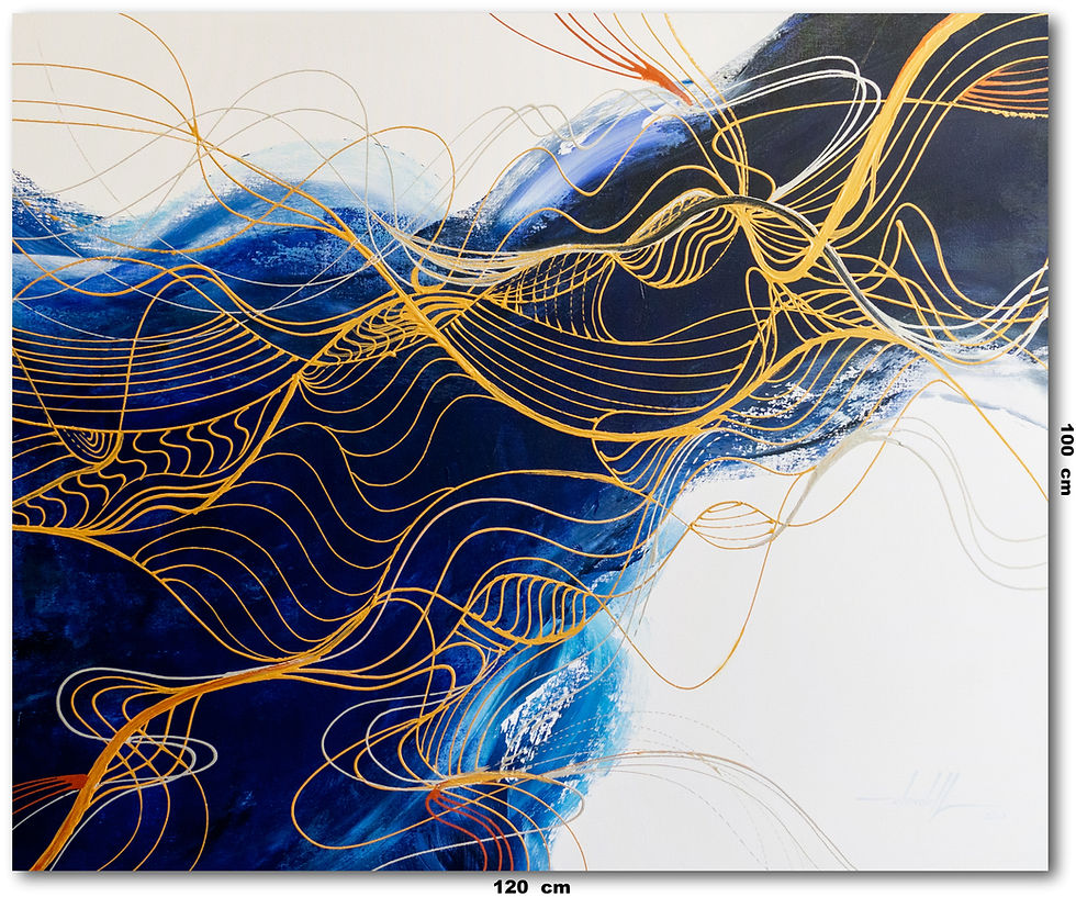 Tela Abstrata Azul 1,20 M x 1 M
