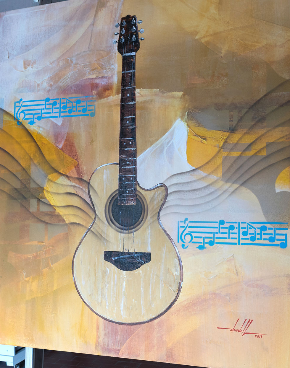 Thumbnail: Quadro Com Pintura Em Tinta Acrílica 75 cm X 90 cm - O Violão