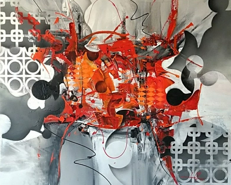 quadro moderno com pintura abstrata