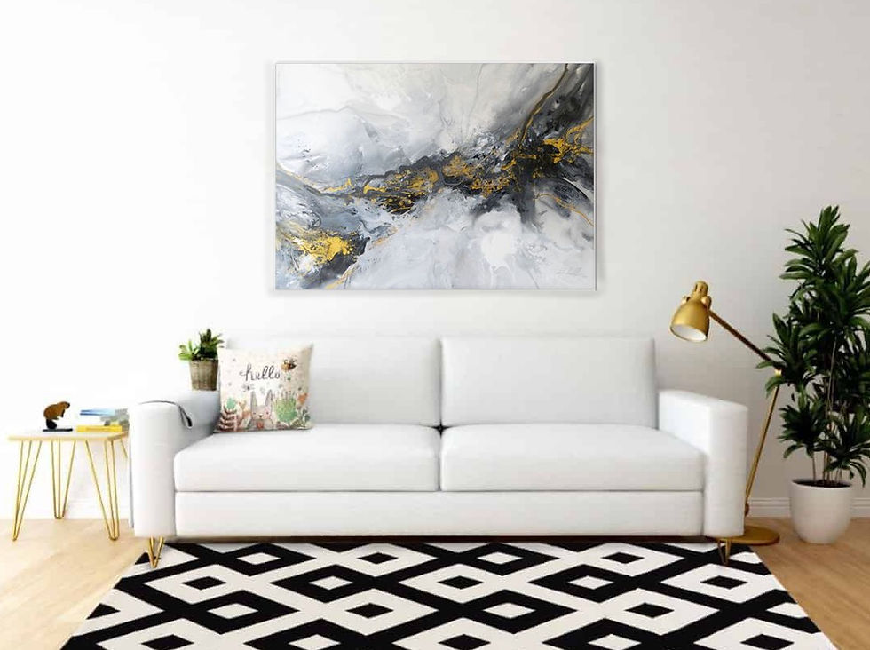 Tela Abstrata Em Preto e Branco 1,55 M x 1,10 M