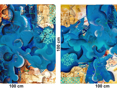 Dupla Dinâmica de Pinturas Abstratas Azuis