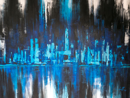Pintura Abstrata em Tela - Sonho Azul 8