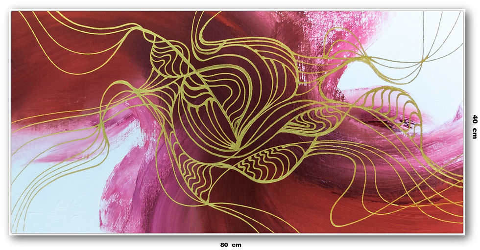 Quadro Com Pinturas Abstrata Vermelha 1 - Com Moldura