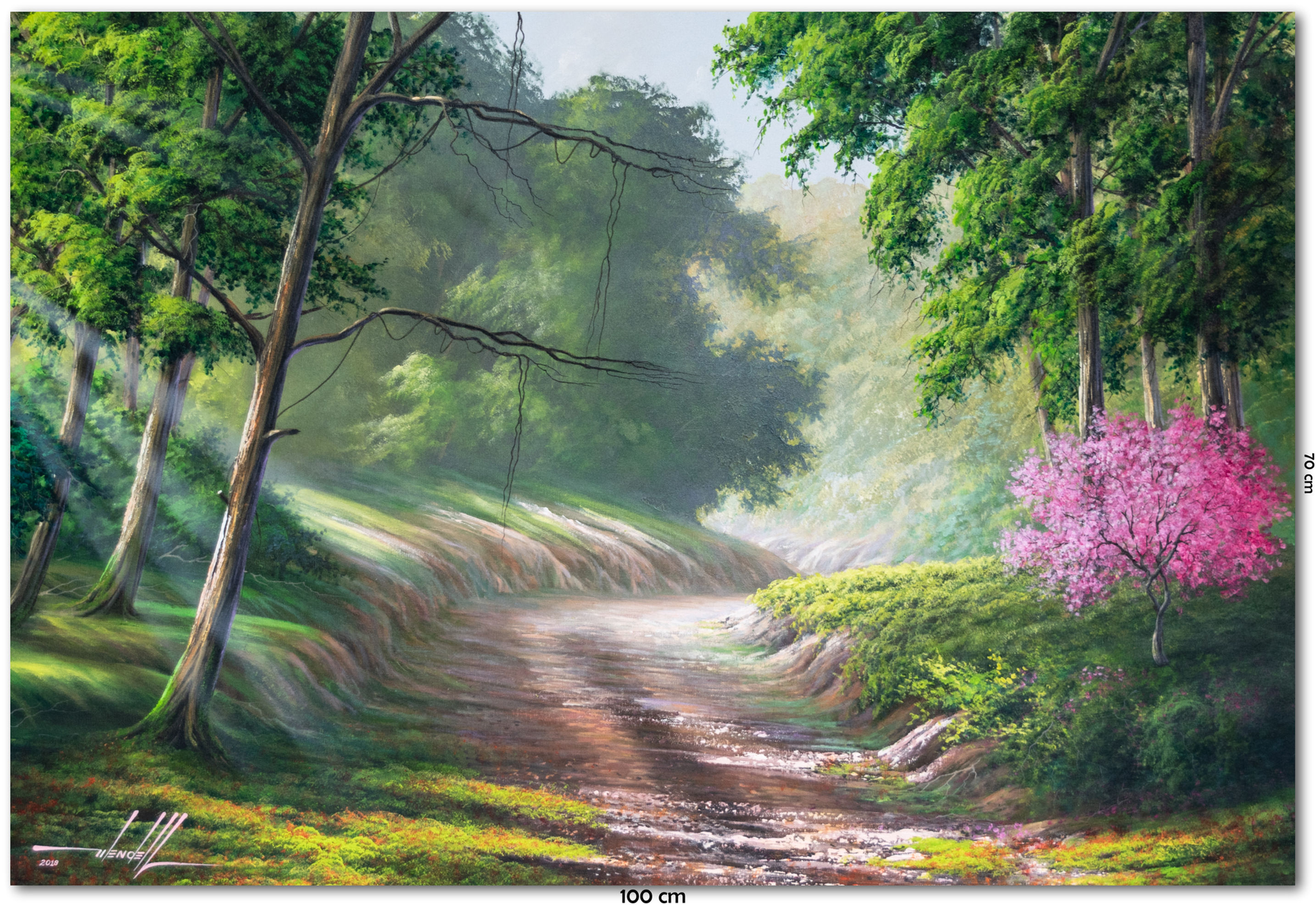 Quadro com Pintura de Paisagem em Tela 100 cm X 70 cm - Caminho 20