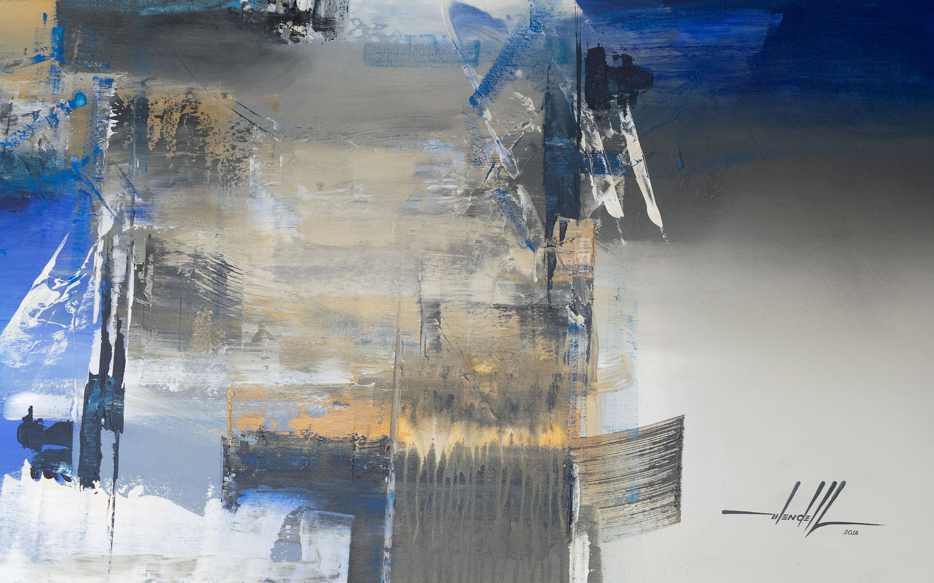 Pintura Abstrata Em Tela 130 cm X 90 cm 