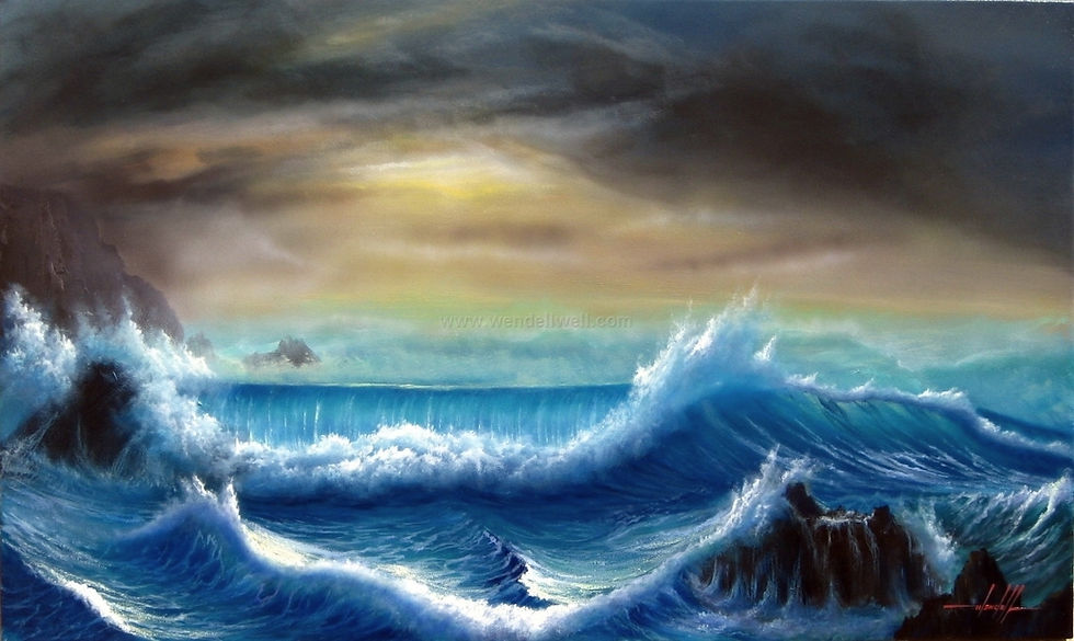 Pintura de Marinha em Óleo sobre Tela