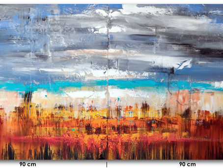 Duas Pinturas Contemporâneas em 90 cm X 90 cm Cada Tela