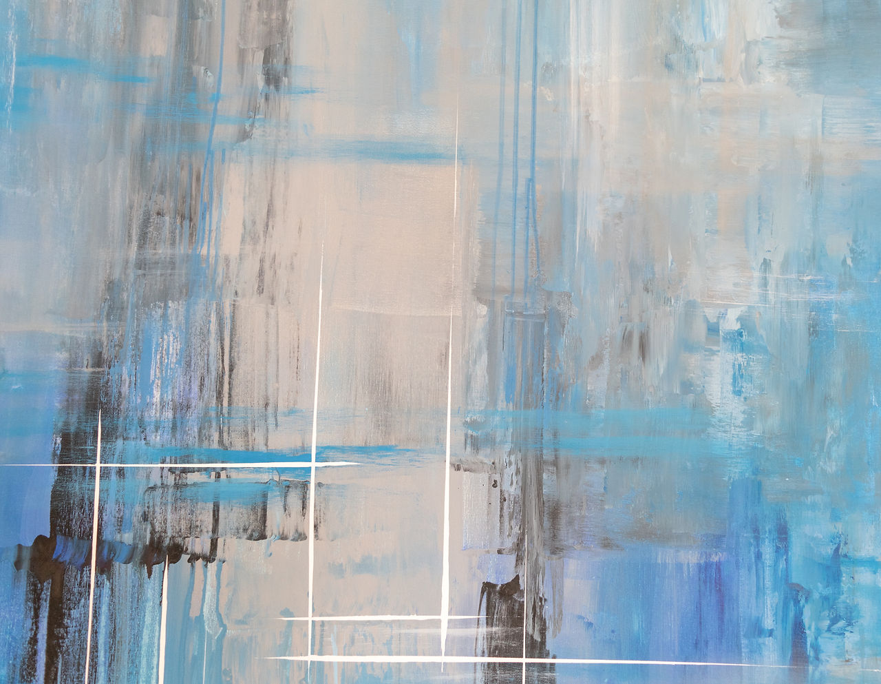 Tela Abstrata Azul Na Vertical (4)