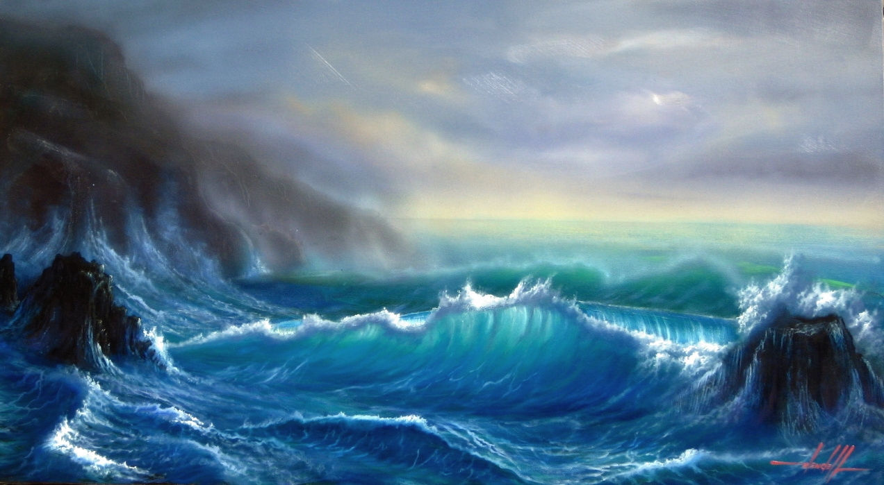 Pintura em Óleo sobre Tela 90 X 50 cm - Marinha 5