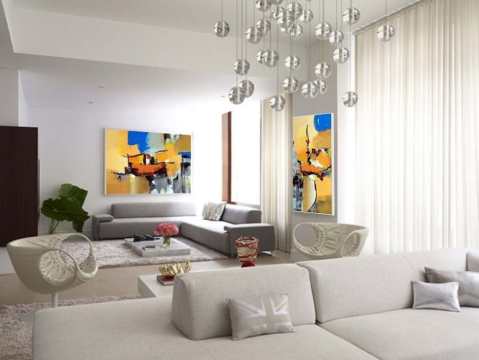 Duas Pinturas em Tinta Acrílica Para Dois Quadros Modernos