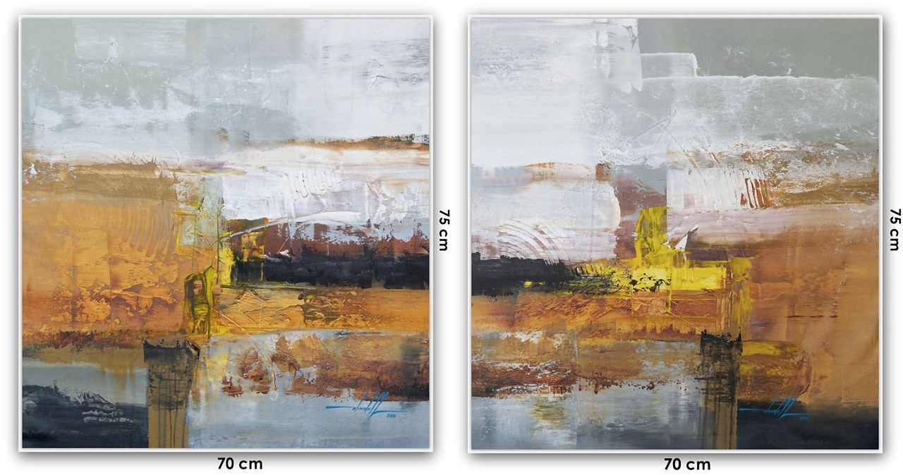 Dois Quadros Com Pinturas Abstratas 70 c