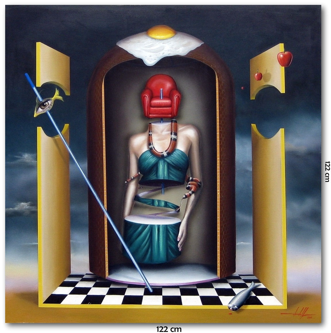 Obra Surrealista em Óleo Sobre Tela - Messalina