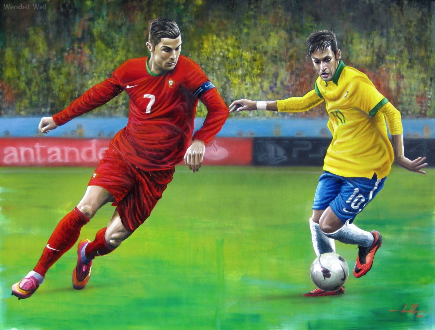 Pintura Neymar Vs Cristiano Ronaldo - 160 cm X 120 cm