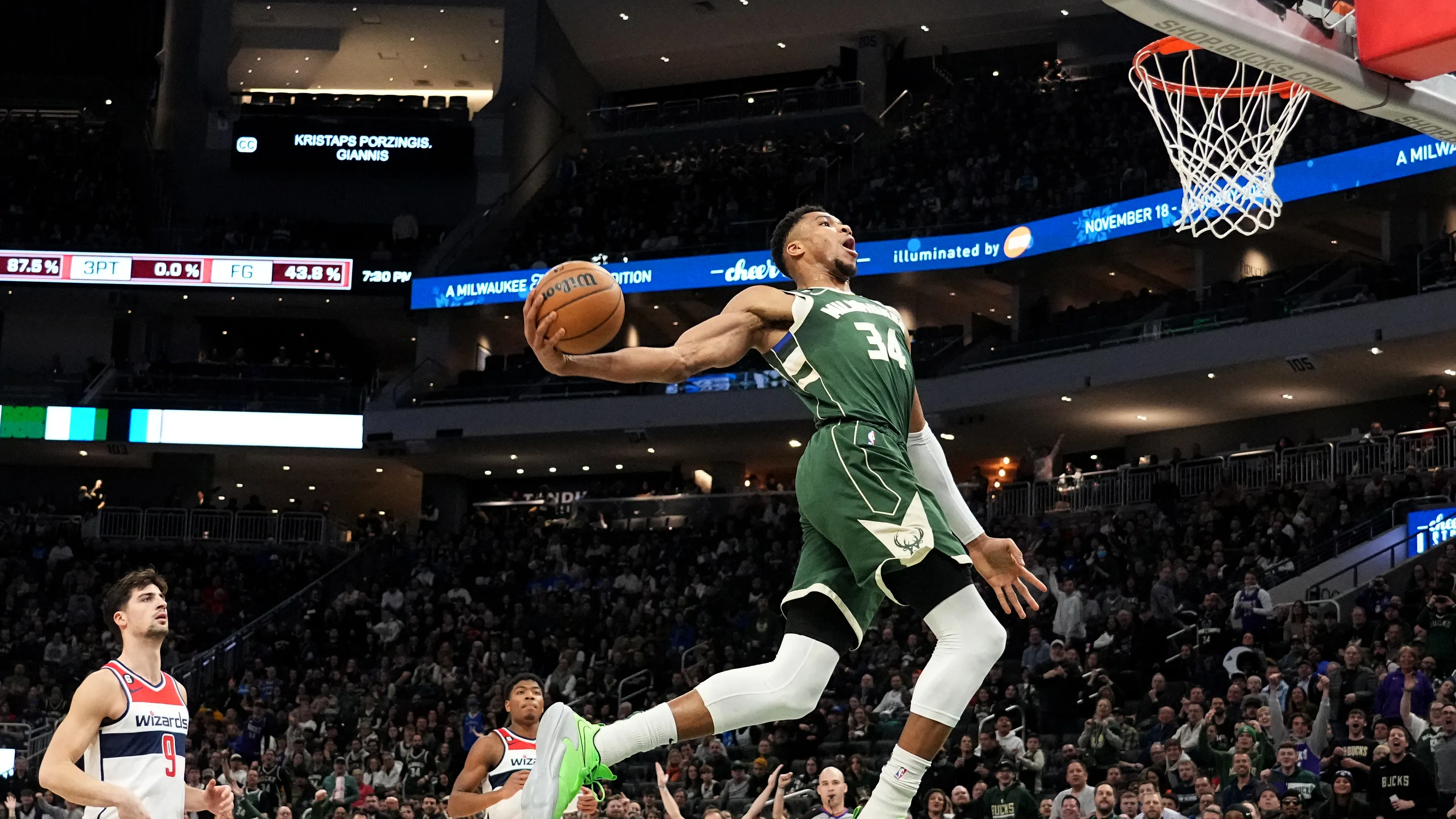Giannis Antetokounmpo for the Milwaukee Bucks