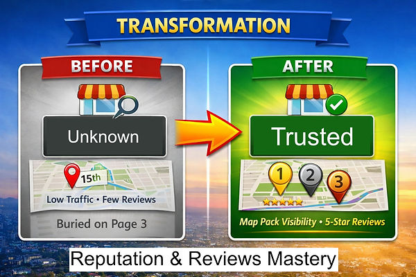 Before‑and‑after reputation transformation from unknown to trusted.