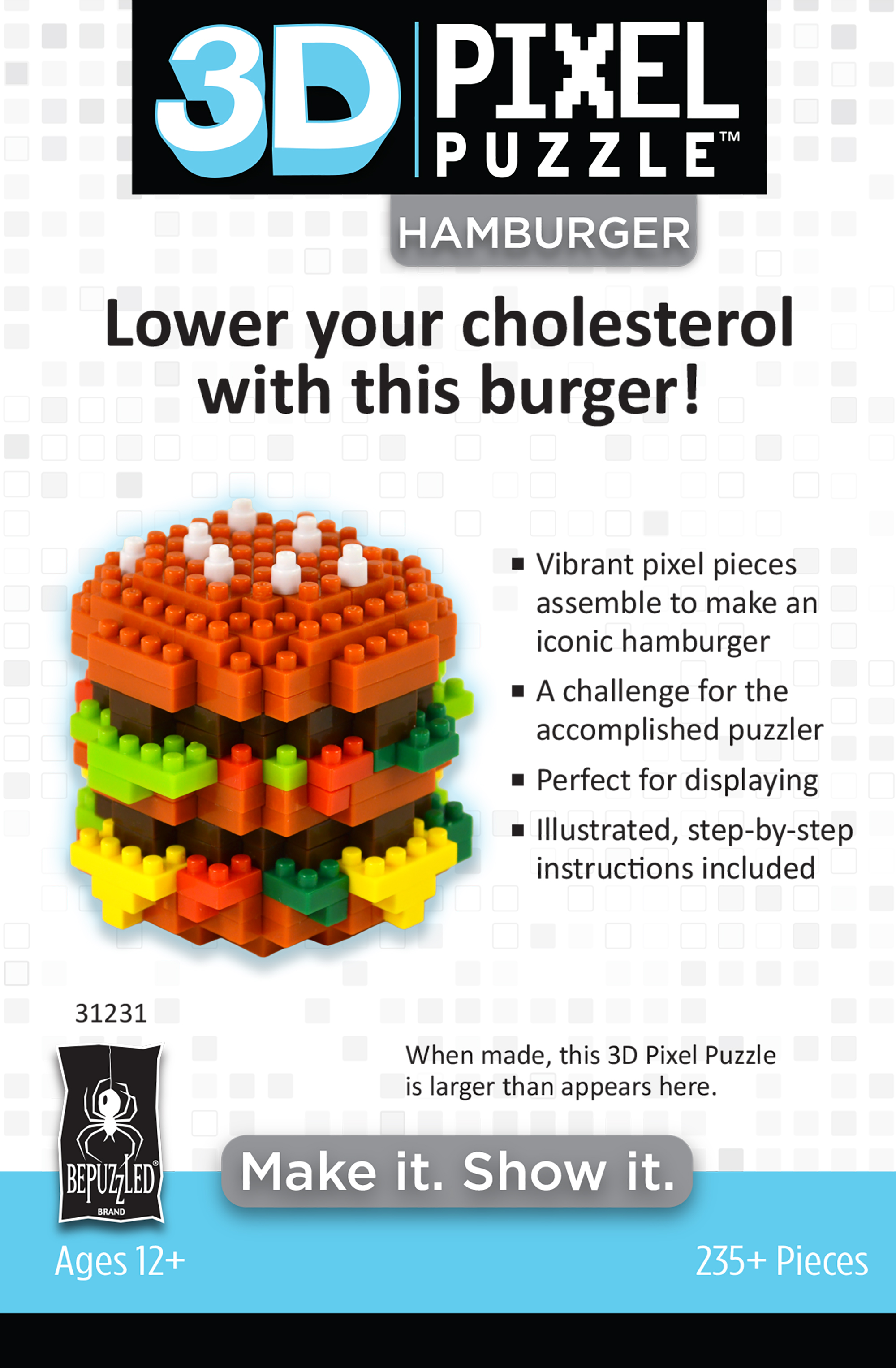 hamburger 3d pixel puzzle bepuzzled hamburger flyer