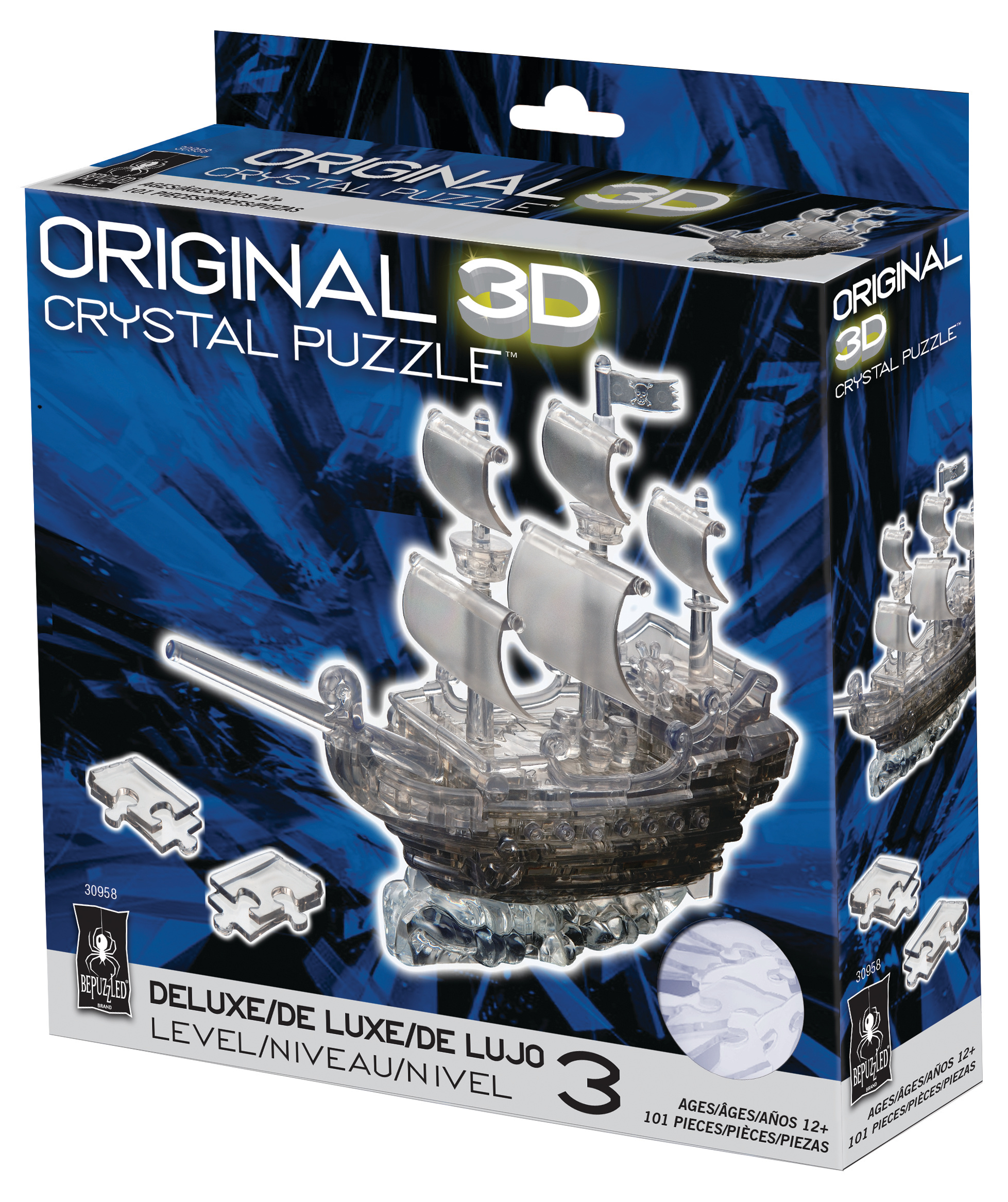 Black Pirate Ship Deluxe 3D Crystal Puzzle | BePuzzled