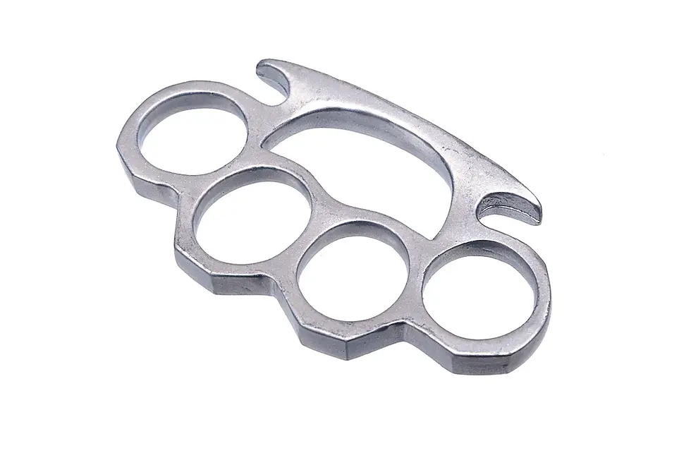 Thumbnail: Solid Steel Knuckle Duster Brass Knuckle - Silver