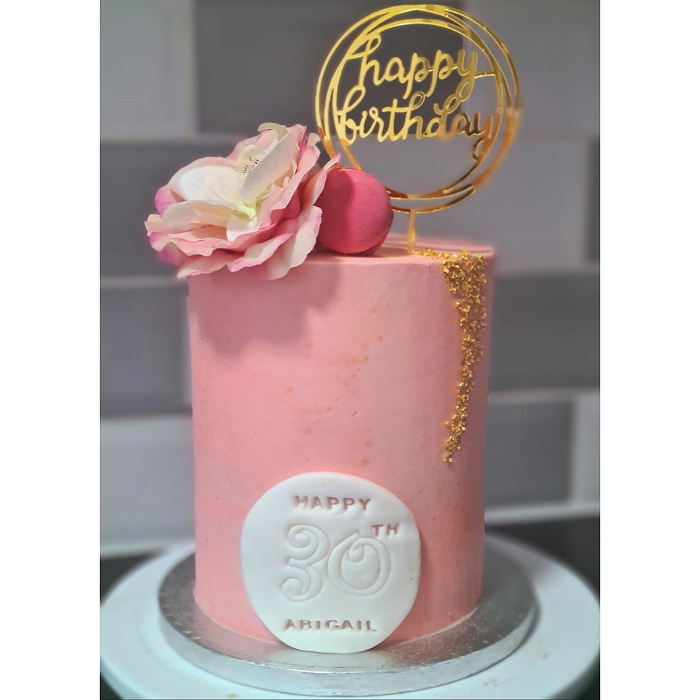 Macarons & peony birthday cake