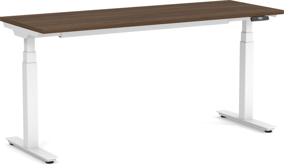 Electric Height-Adjustable Desk 24" X 72" - Modern Walnut with White Base