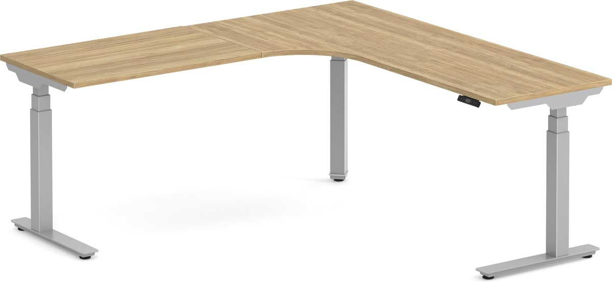 Electric Height-Adjustable L-Shape Desk with Left Radiused Corner 72" X 72"