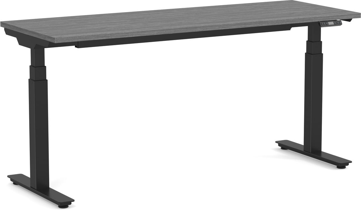 Electric Height-Adjustable Desk 24" X 60" - Newport Grey with Black Base