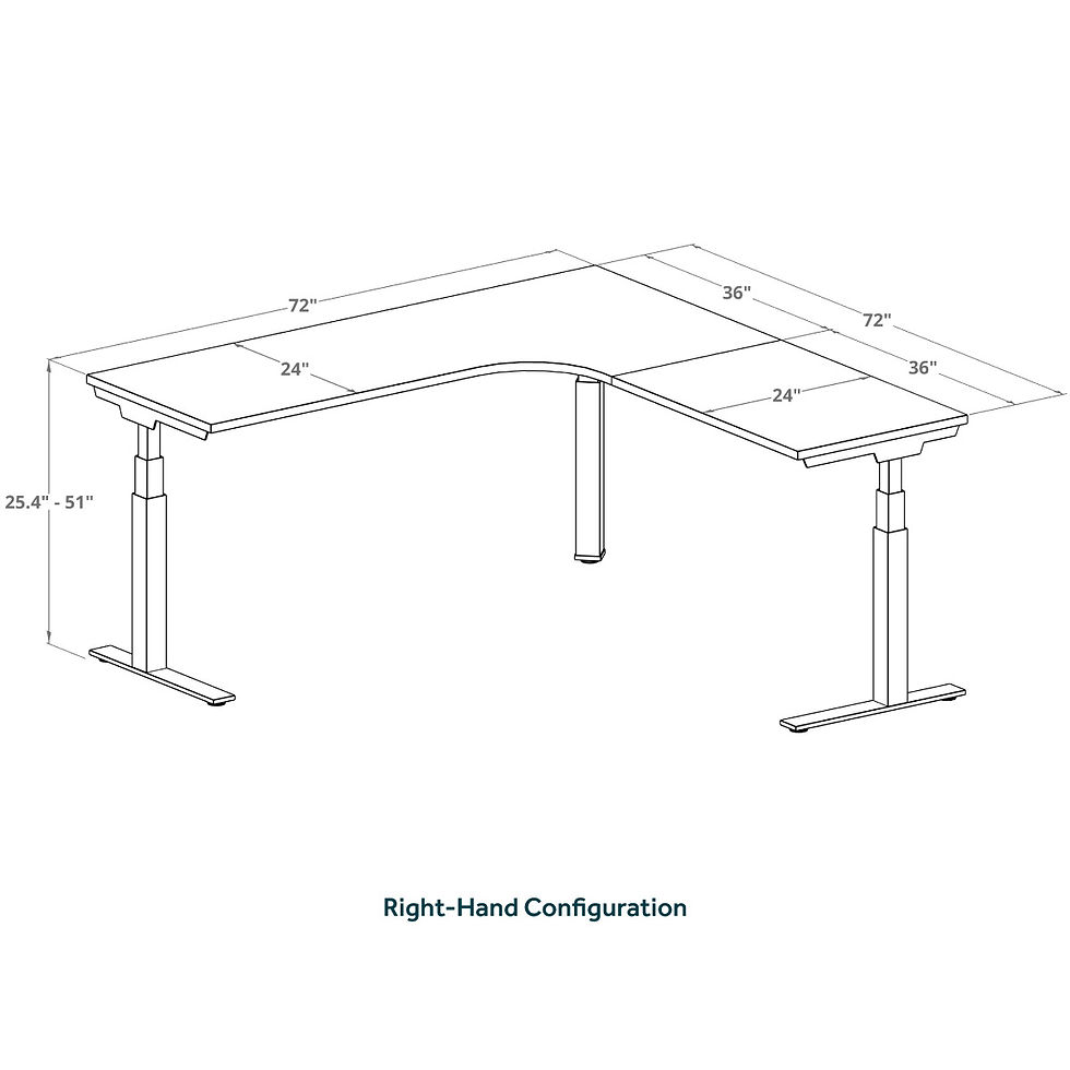 Thumbnail: Electric Height-Adjustable L-Shape Desk with Right Radiused Corner 72" X 72"