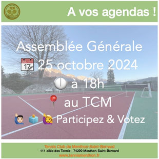A vos agendas ! le 25 octobre c'est l'AG
