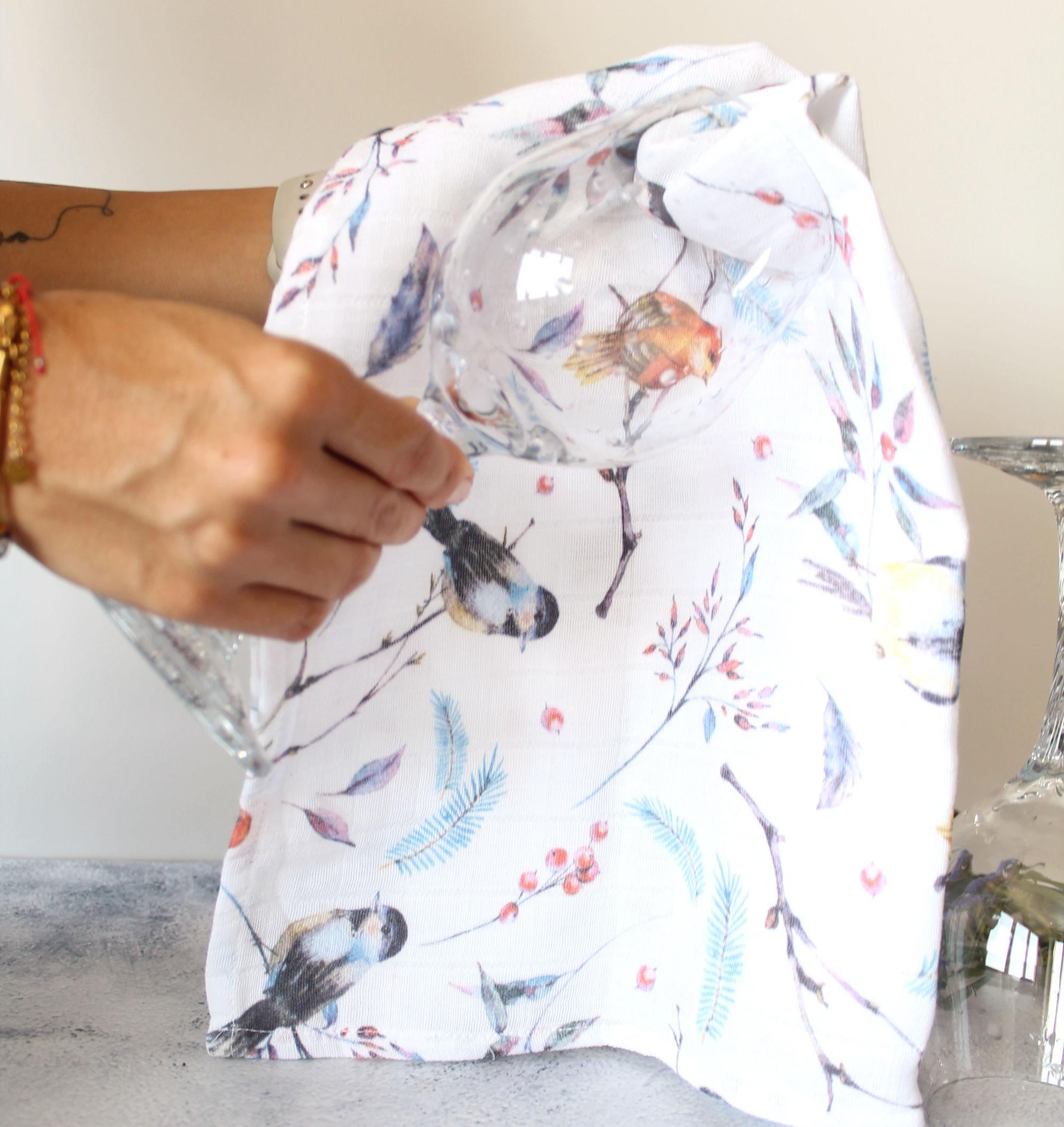 Müslin Mutfak Bezi Kuşlar Robin 50x50cm