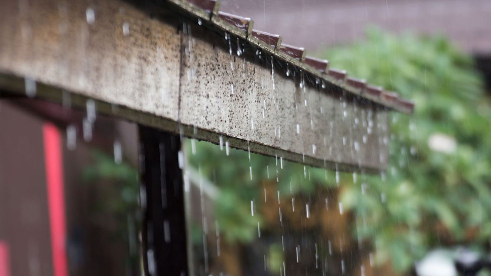 Rain dripping off of a roof