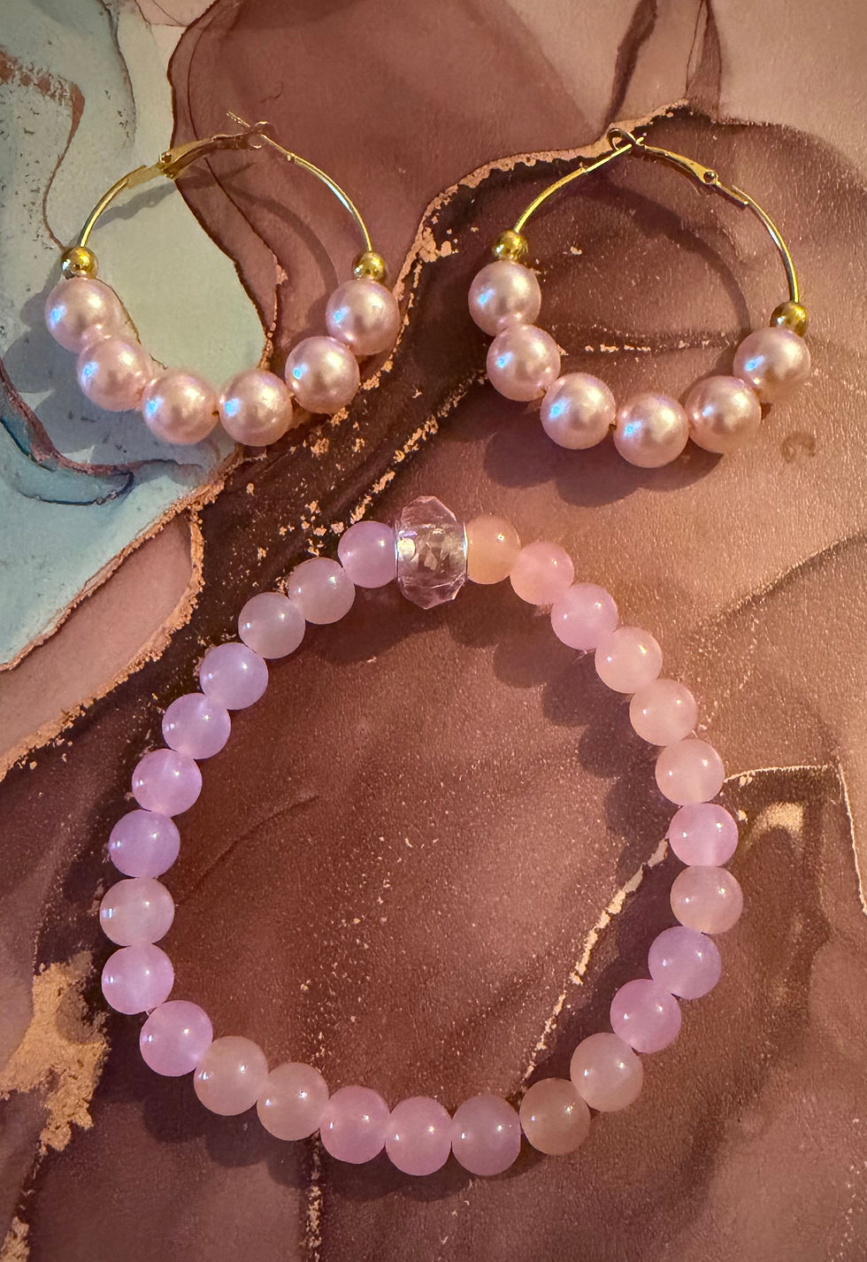Thumbnail: Beaded Earrings & Bracelet Set