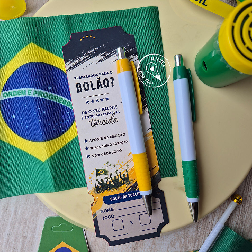Cartão Bolao Caneta Copa do Mundo 2026 Lembrancinha
