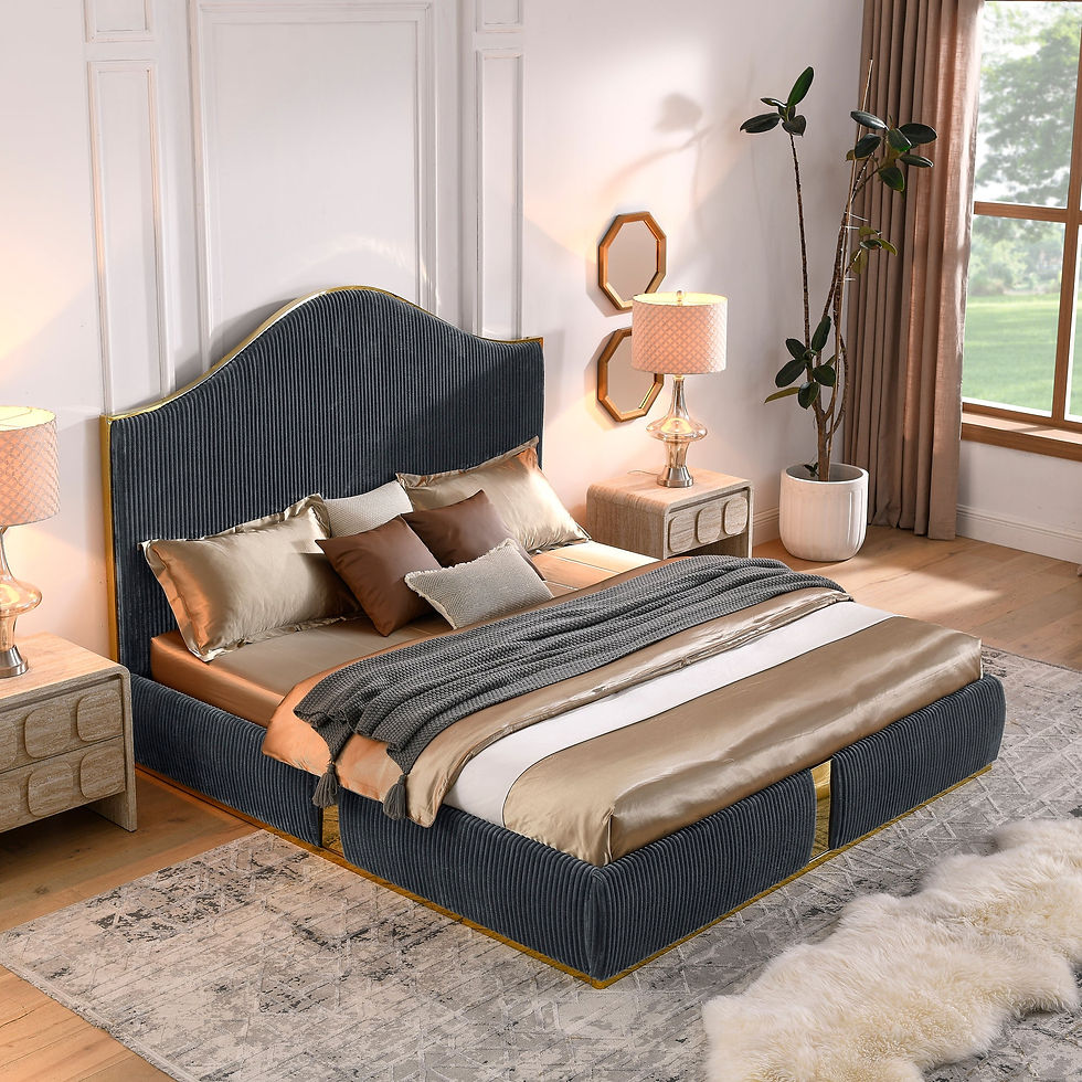 Thumbnail: 🖤✨ LuxeLine™ Corduroy King Bed