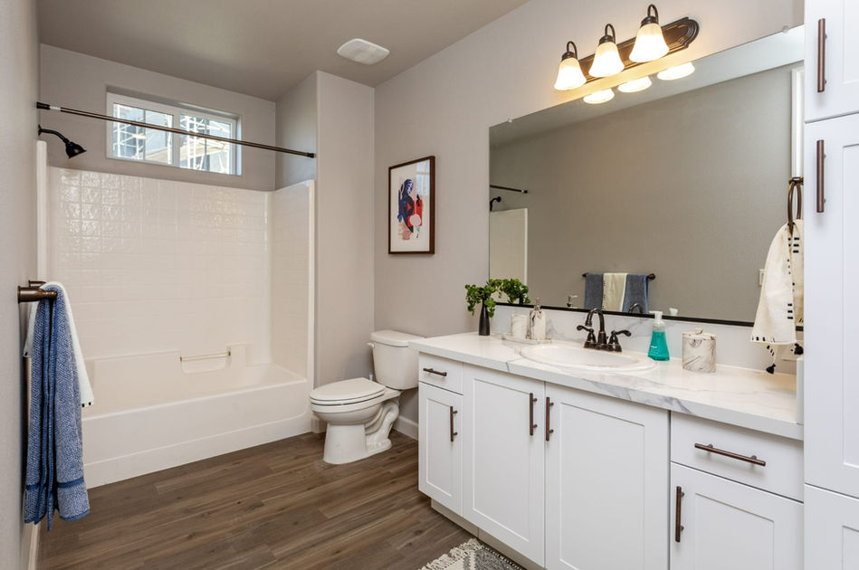 bathroom with blue towel