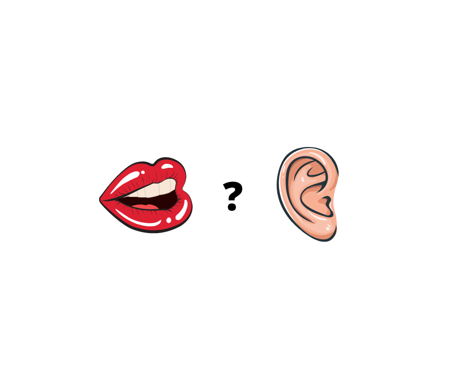 Dessin d'une bouche puis d'une oreille. Bouche à oreille, la meilleure publicité du monde.