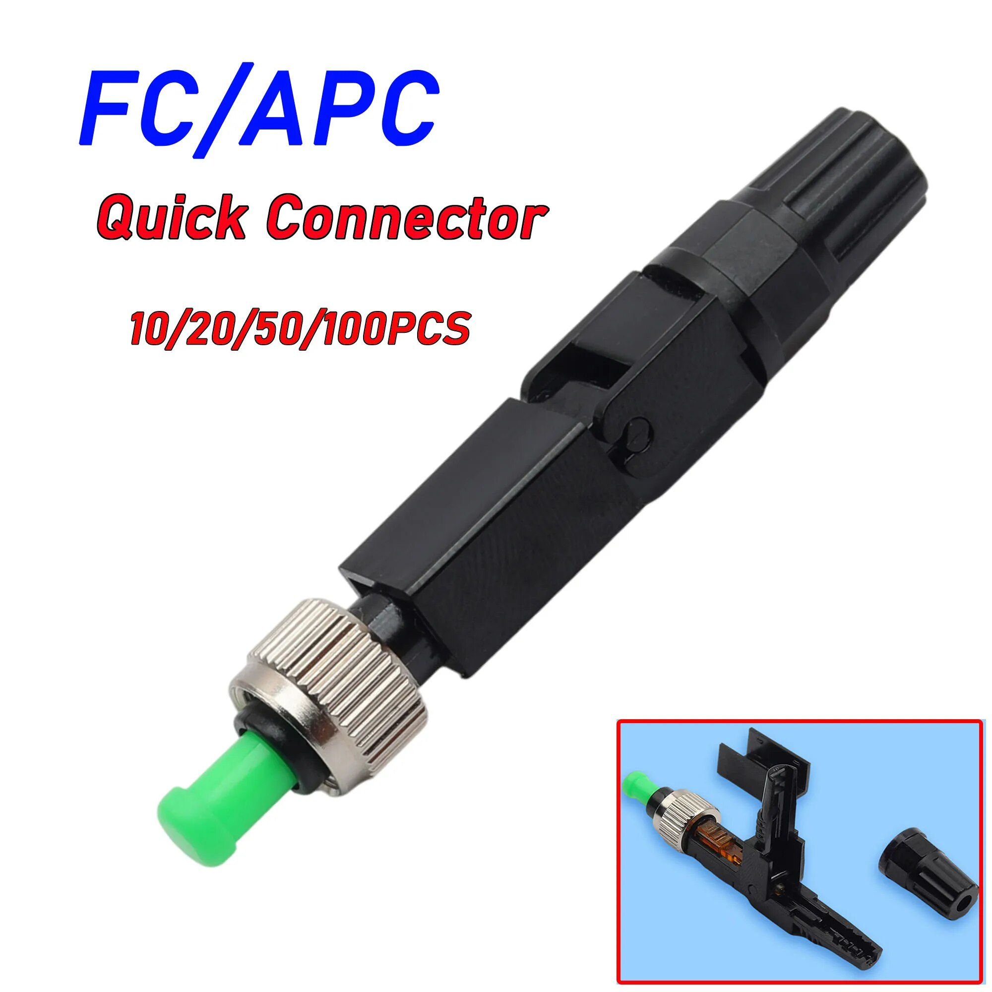 FTTH Embedded FC/APC Optical Fiber Quick Connector Telecom Cold Assembly