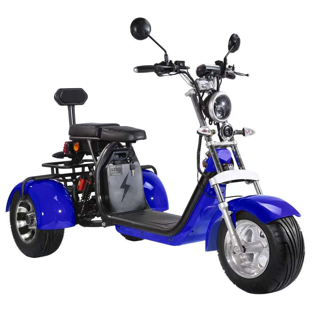 2000W 60V Electric Unisex Tricycle Scooter 10 Inch Fat Tire Three-Wheel Vehicle