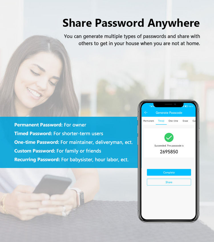 Miniaturbild: RAYKUBE F7 TT Lock Smart Fingerprint Lock Electric Door Lock With Longer Larger 
