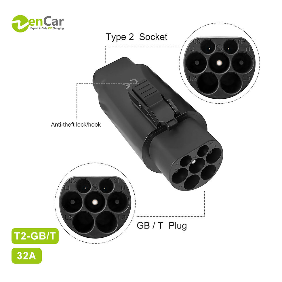 Miniature : Zencar AC Connectors 32A Type 2 to Type 1 7kw T1 to T2 EV Adapter 22KW Type2 to 