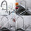 Miniature : Mélangeur de robinet d'évier de cuisine extractible, 360 degrés chromés ELF118