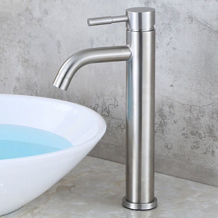 Miniature : Robinet de lavabo en Nickel brossé, salle de bains en acier inoxydable simple à