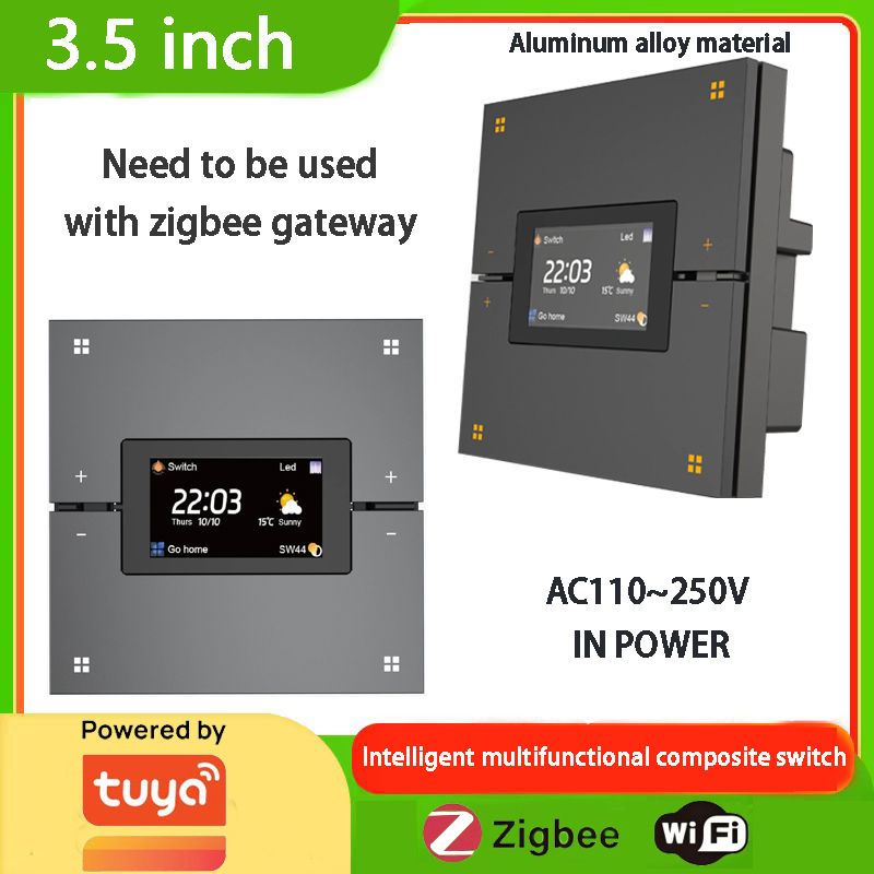 Tuya Smart home Zigbee 3.5-inch Radar human body sensor Push Button Screen Wall