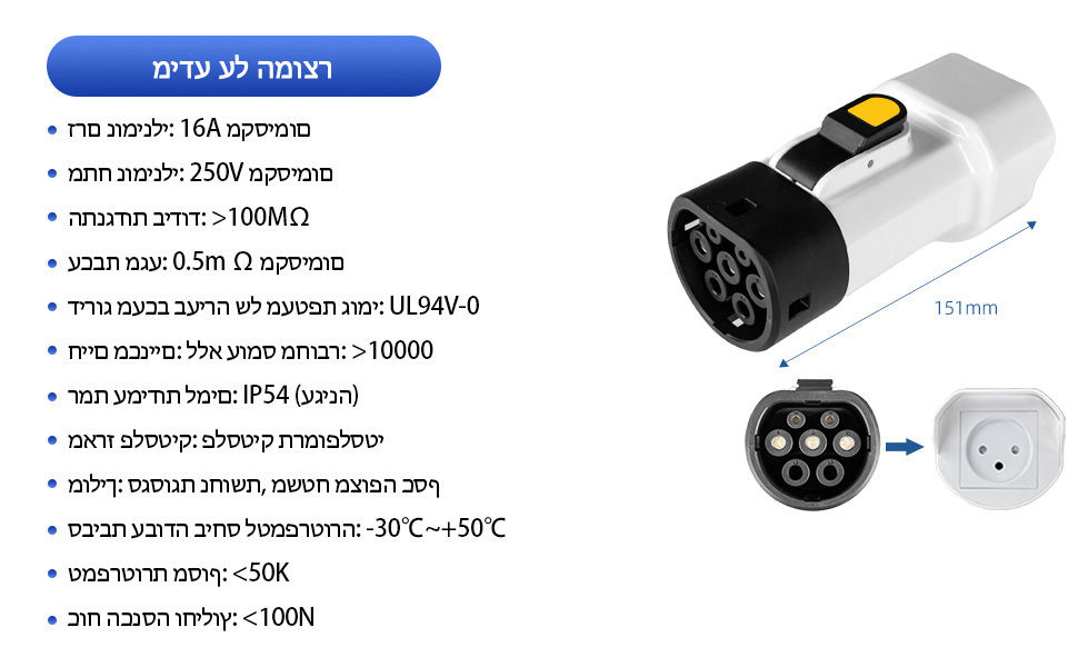 Miniatura: EVqiaoyi Type 2 V2L Discharger Adapter with Israeli Socket  Portable Type 2 Car 