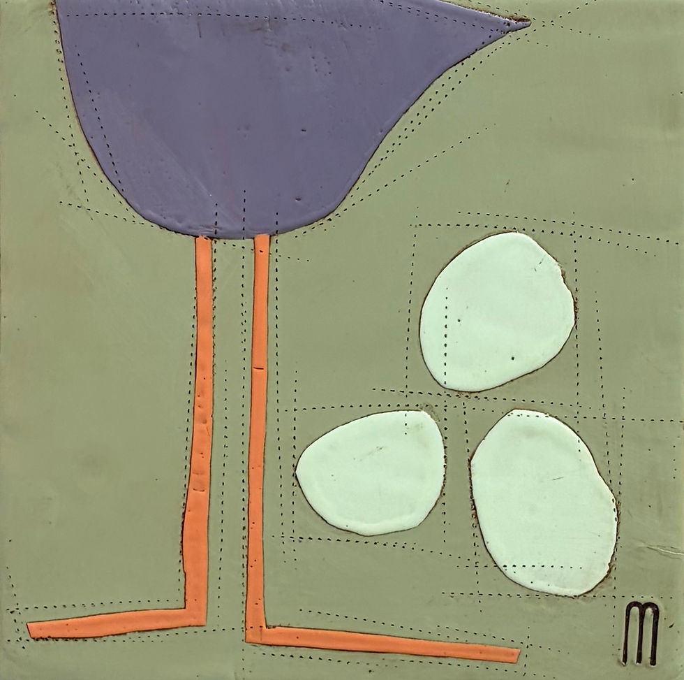 purple bird & 3 eggs