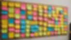 High angle view of a project management board with colorful sticky notes
