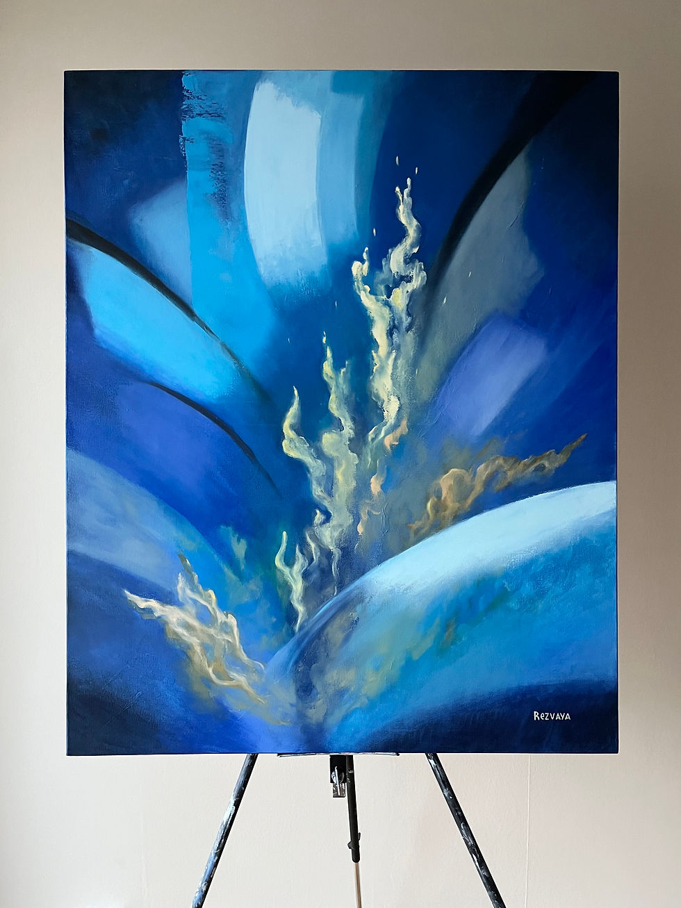 Miniatyrbilde: Refleksjon (blå) 100x81 cm