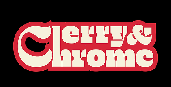 cherry and chrome logo black background