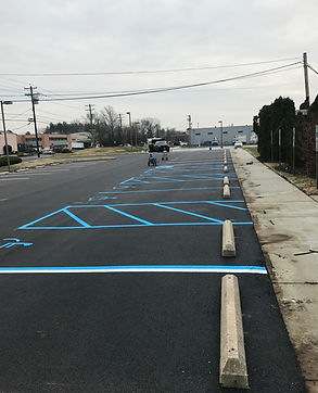 New parking bumpers installed in a straight line